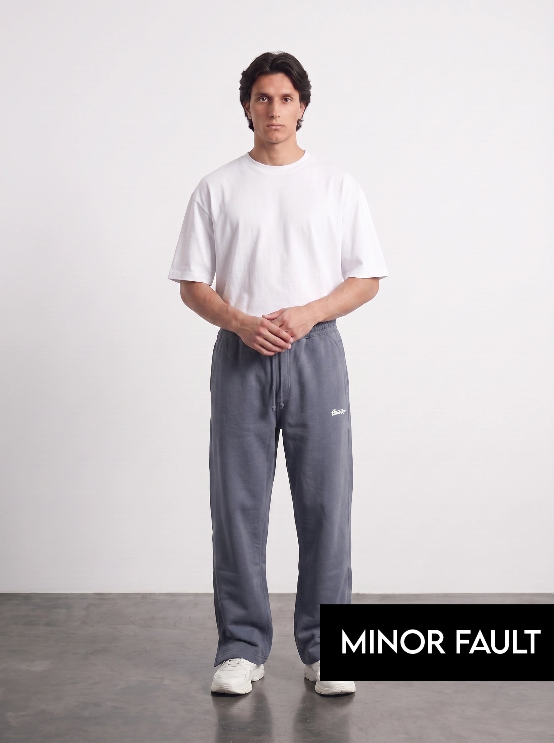 (Minor Fault) Haider Grey Straight Fit Split Hem Trousers