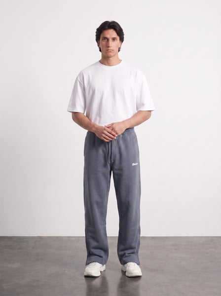 Grey Straight Fit Split Hem Trousers