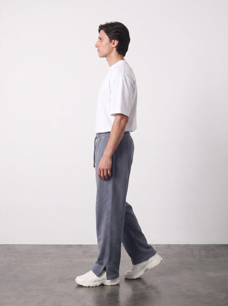 Grey Straight Fit Split Hem Trousers | Montivo Pakistan