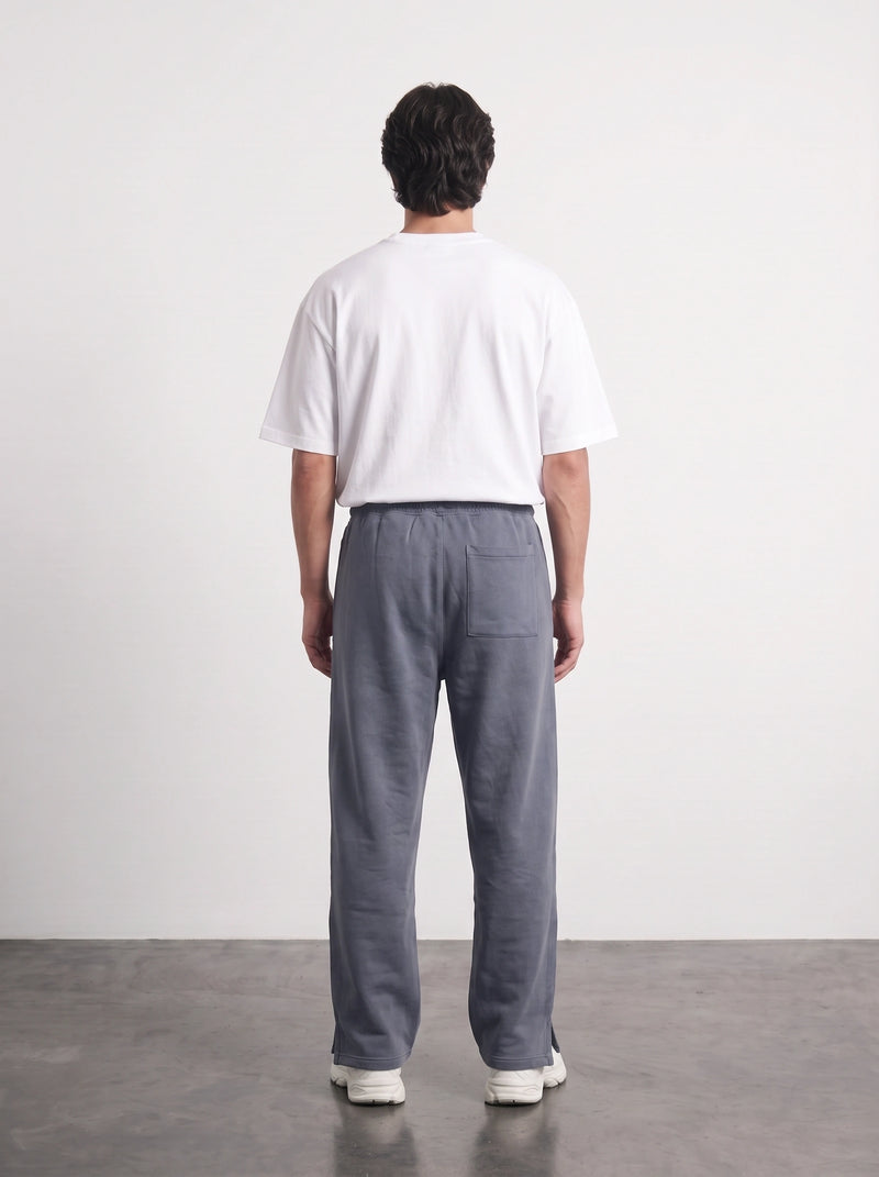 Grey Straight Fit Split Hem Trousers | Montivo Pakistan