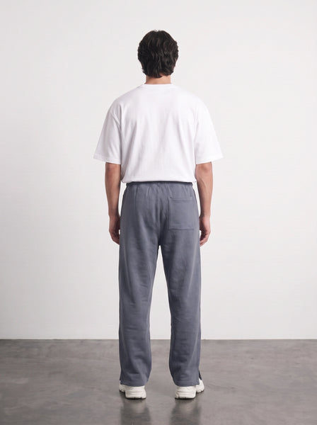 Grey Straight Fit Split Hem Trousers