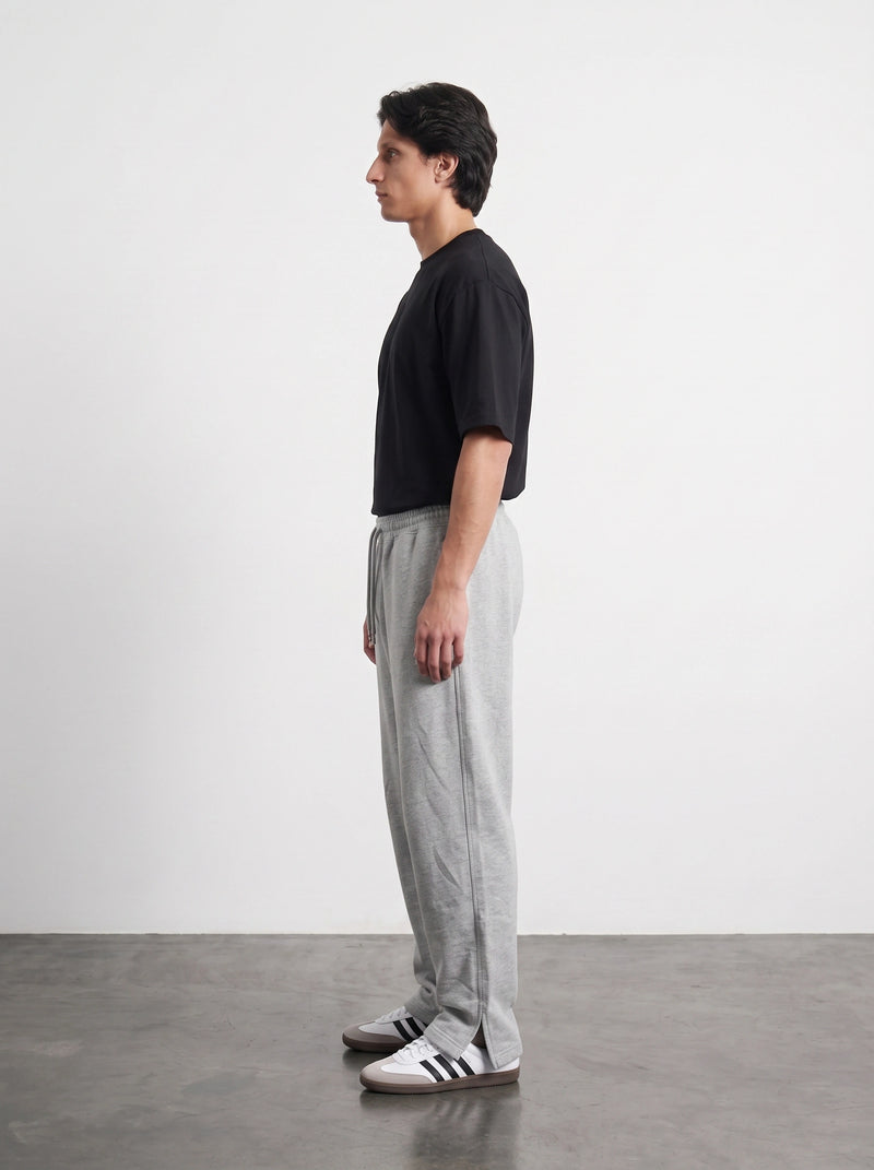 Haider Grey Straight Fit Split Hem Trousers | Montivo Pakistan