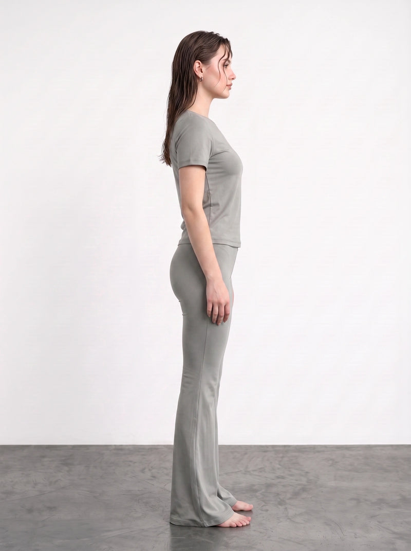 Grey Boat Neck Fitted Tshirt | Montivo Pakistan