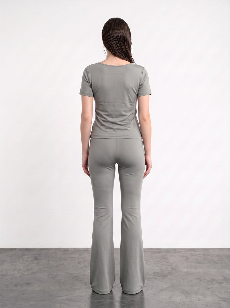 Grey Boat Neck Fitted Tshirt | Montivo Pakistan