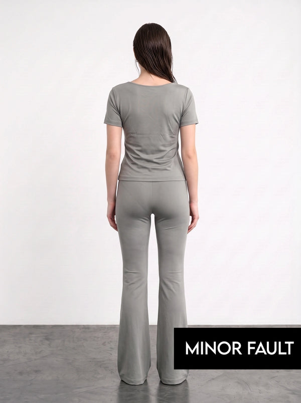 (Minor Fault) Grey Boat Neck Fitted Tshirt | Montivo Pakistan