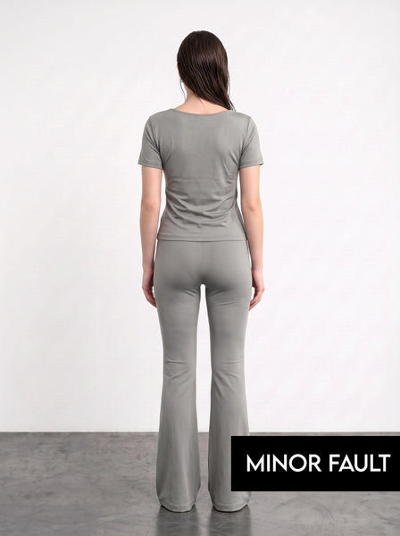 (Minor Fault) Grey Boat Neck Fitted Tshirt | Montivo Pakistan
