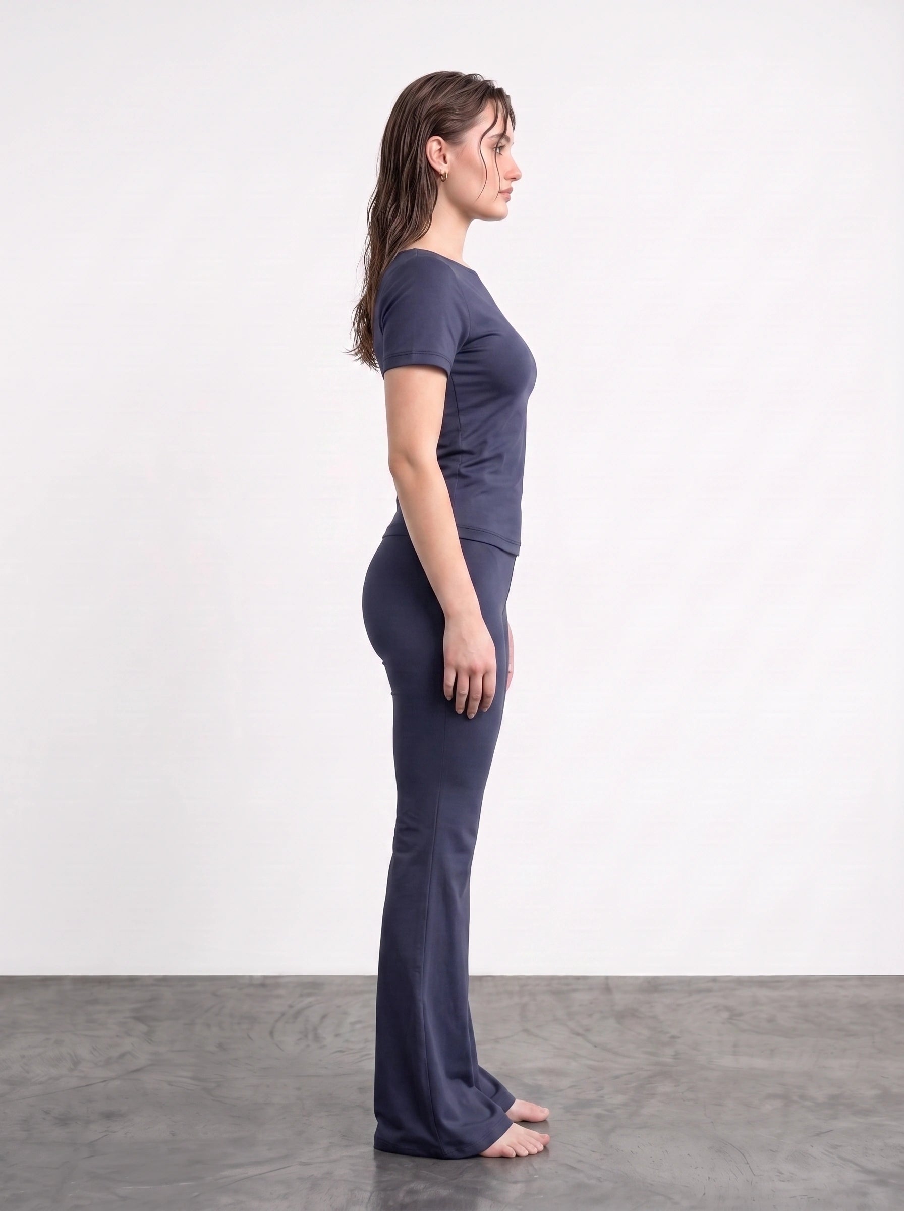 Navy Boat Neck Fitted Tshirt | Montivo Pakistan