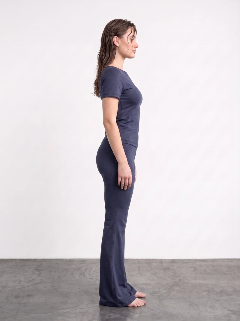Navy Boat Neck Fitted Tshirt | Montivo Pakistan