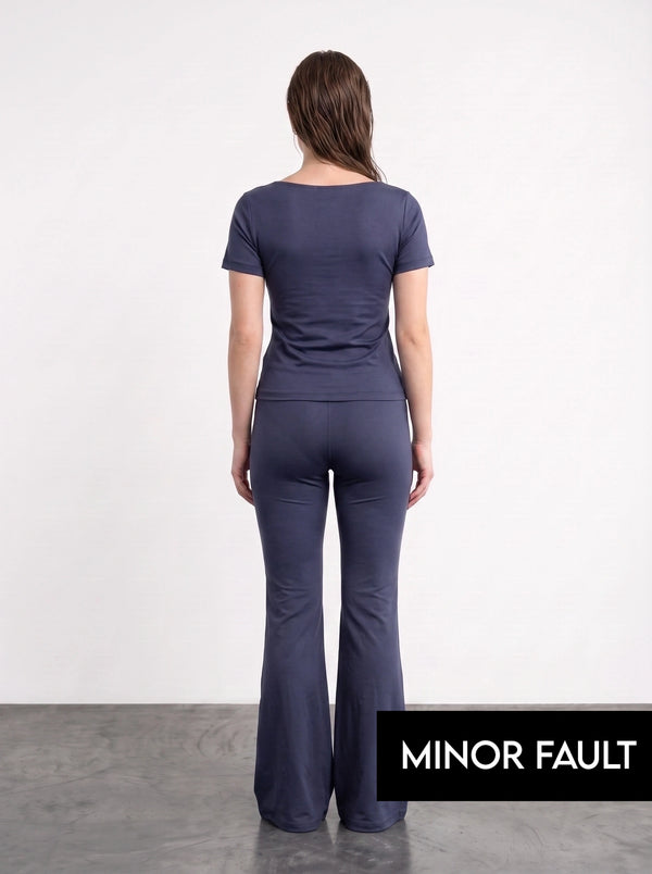 (Minor Fault) Navy Boat Neck Fitted Tshirt | Montivo Pakistan