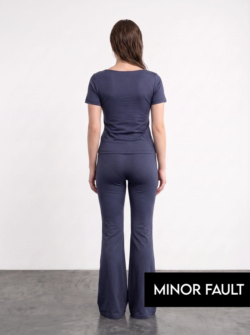 (Minor Fault) Navy Boat Neck Fitted Tshirt | Montivo Pakistan