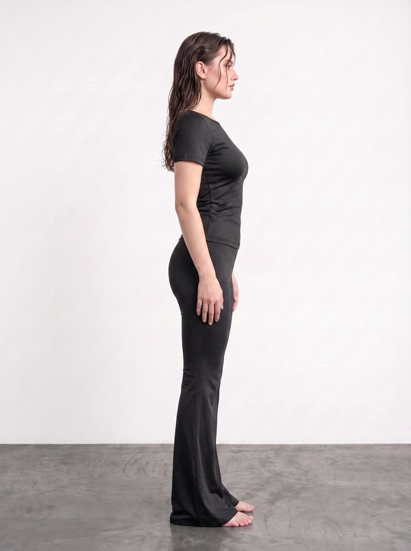 Black Boat Neck Fitted Tshirt | Montivo Pakistan