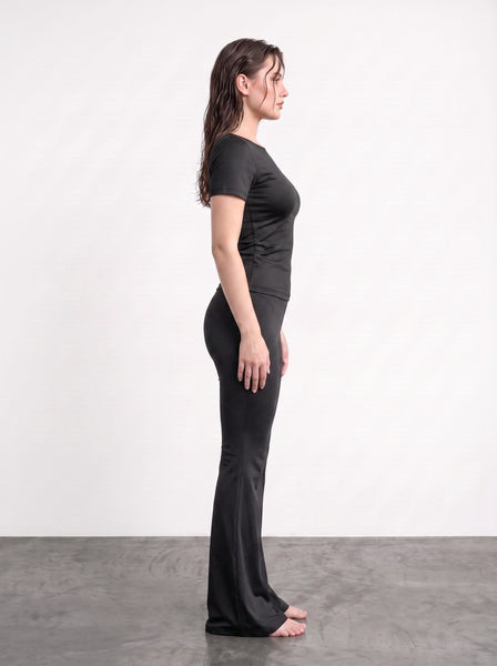 Black Boat Neck Fitted Tshirt