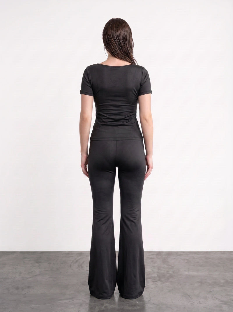 Black Boat Neck Fitted Tshirt | Montivo Pakistan