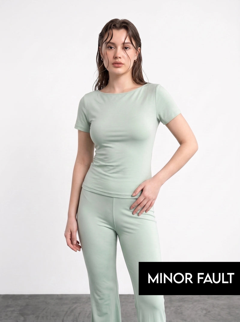 (Minor Fault) Pista Boat Neck Fitted Tshirt | Montivo Pakistan