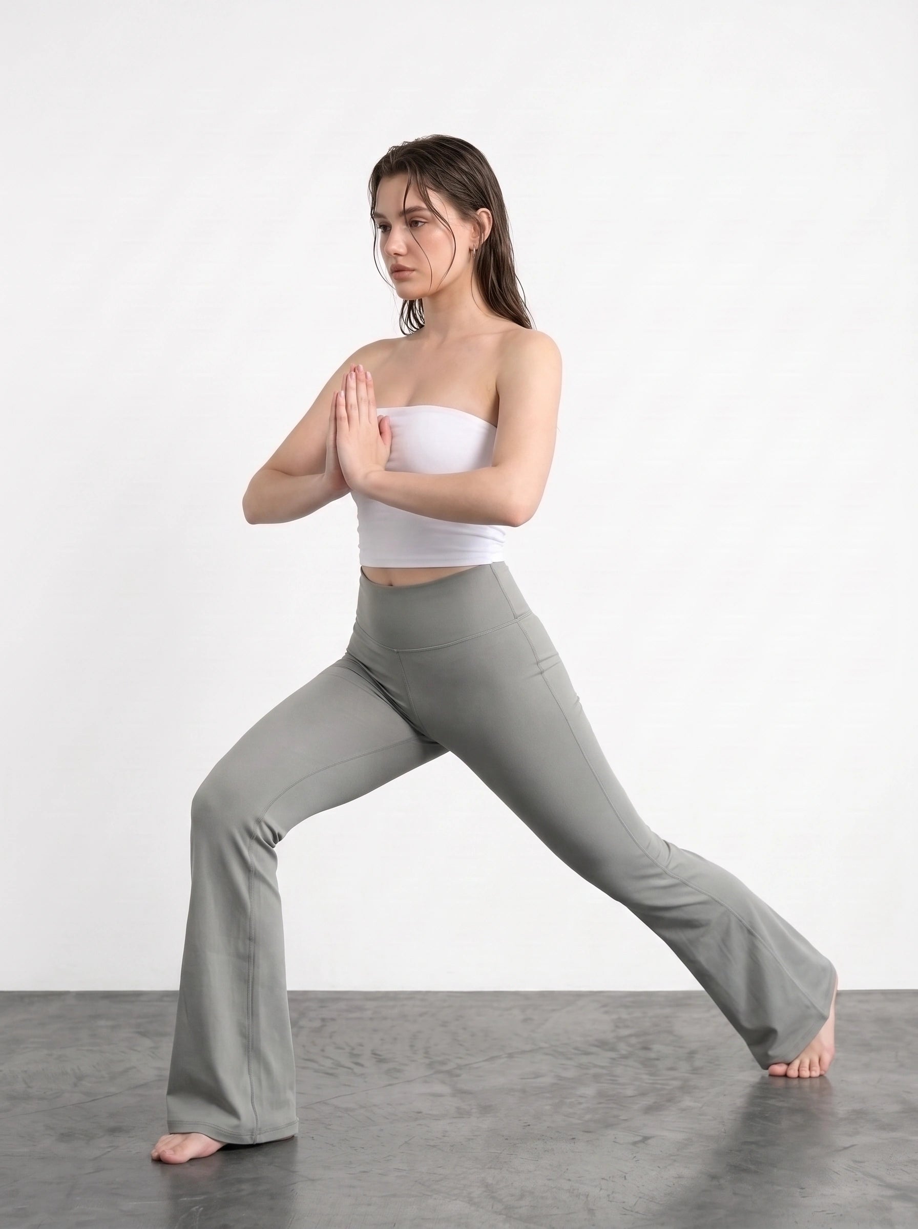 Grey Flared Yoga Pants | Montivo Pakistan