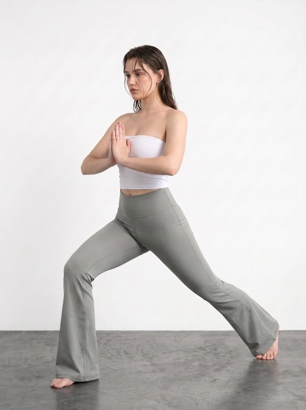 Grey Flared Yoga Pants | Montivo Pakistan