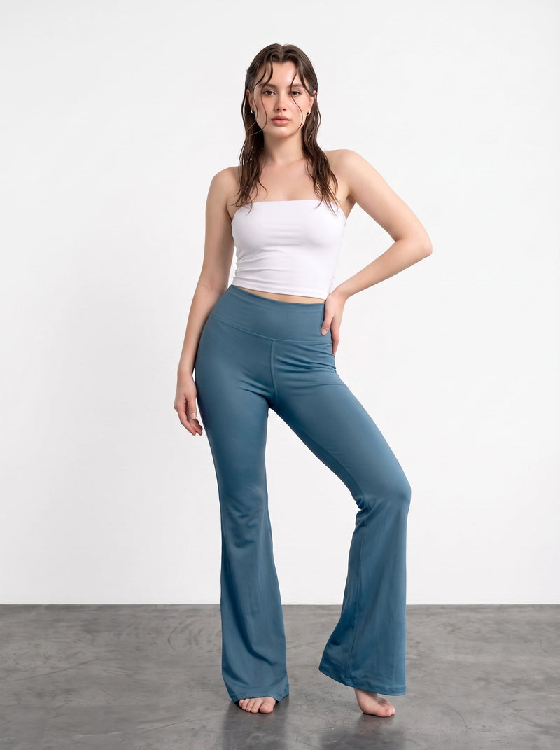 Teal Blue Flared Yoga Pants | Montivo Pakistan