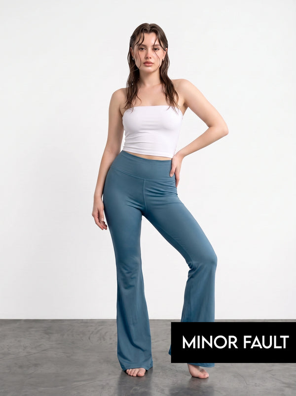 (Minor Fault) Teal Blue Flared Yoga Pants | Montivo Pakistan