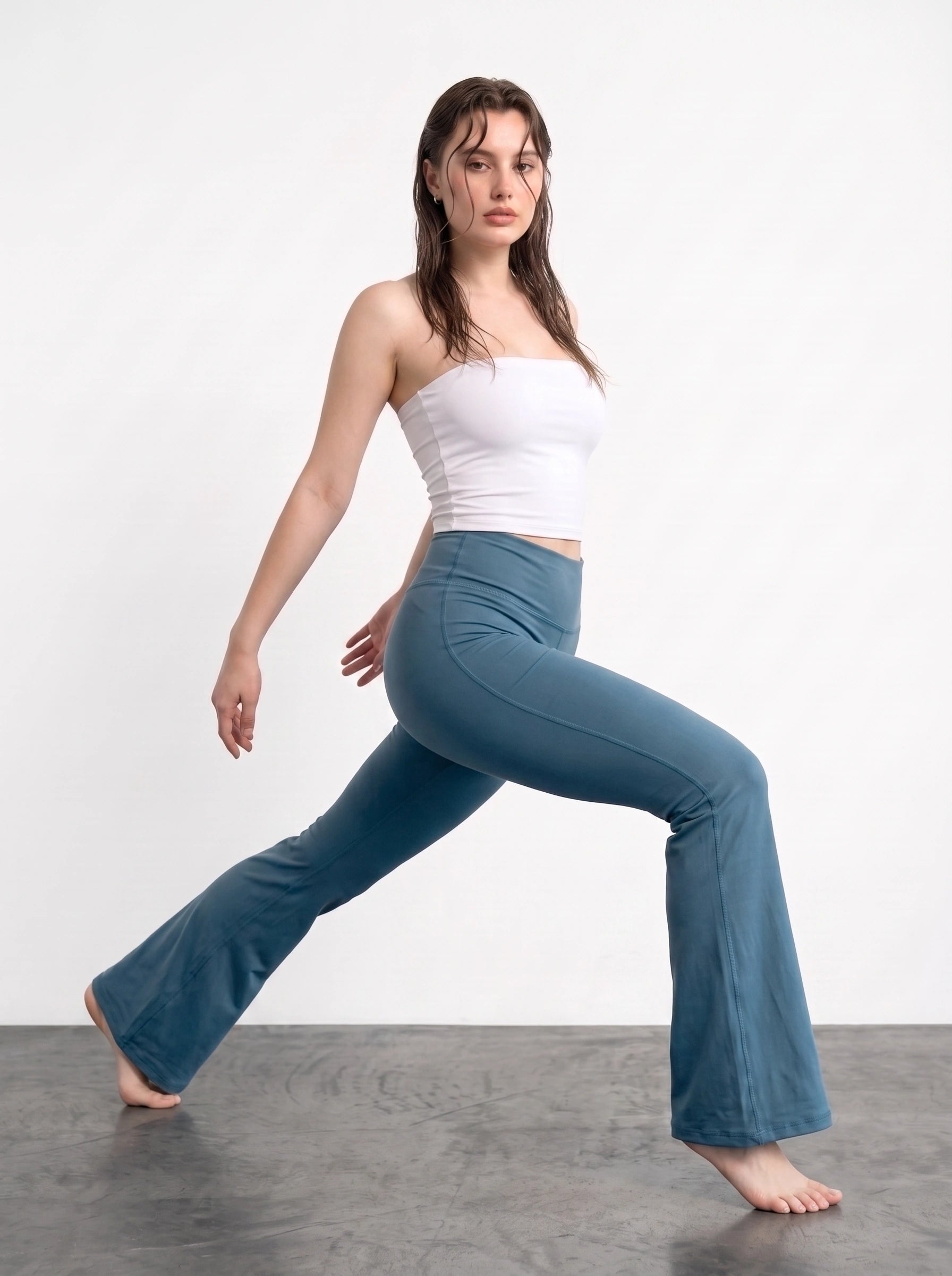 Teal Blue Flared Yoga Pants