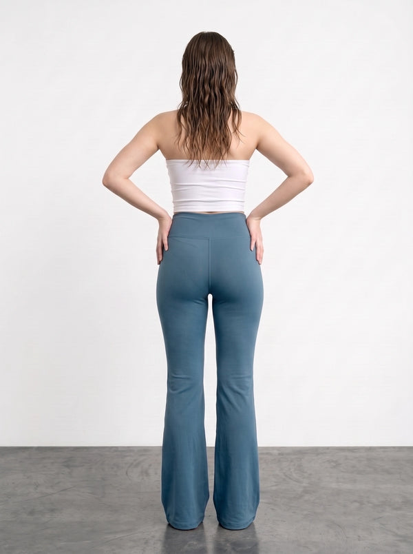 Teal Blue Flared Yoga Pants | Montivo Pakistan