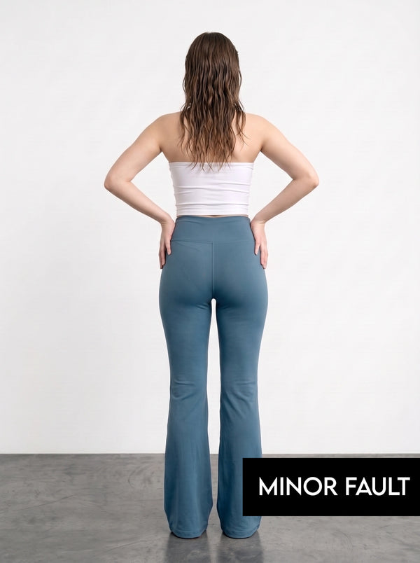 (Minor Fault) Teal Blue Flared Yoga Pants | Montivo Pakistan
