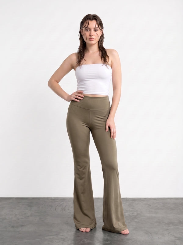 Brown Flared Yoga Pants | Montivo Pakistan