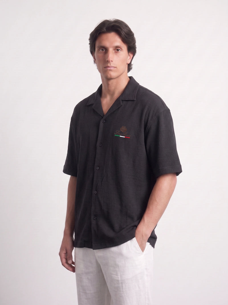 Black Oversized Textured Shirt | Montivo Pakistan