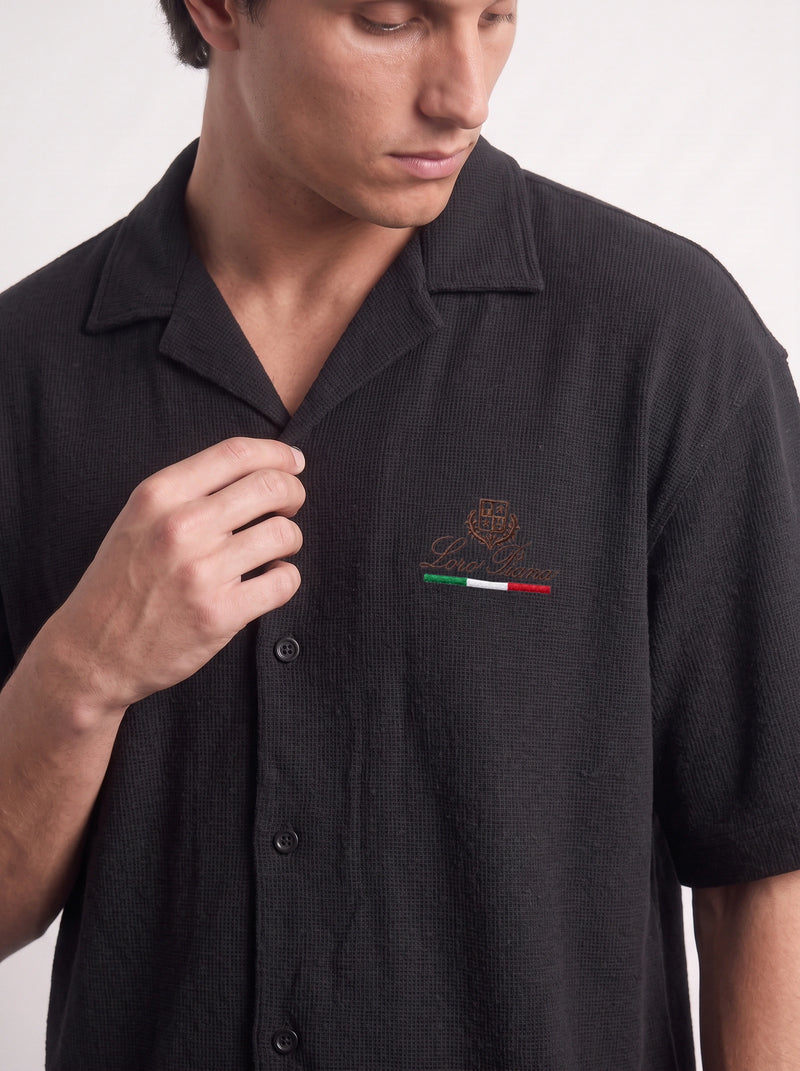 Black Oversized Textured Shirt | Montivo Pakistan