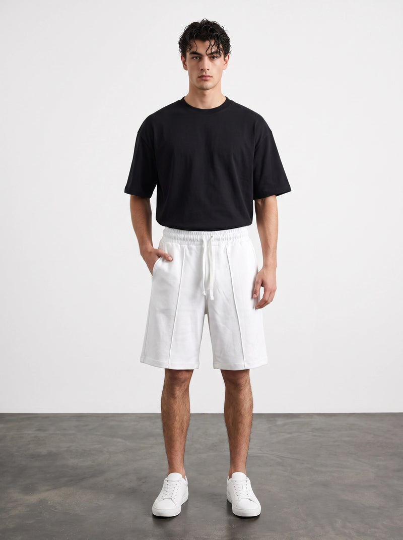White Baggy Front Seam Shorts | Montivo Pakistan