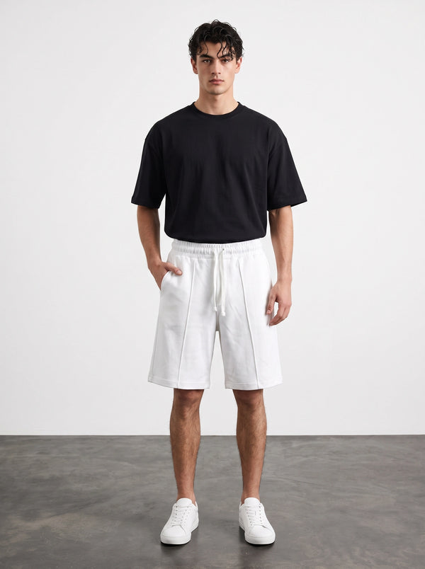 White Baggy Front Seam Shorts | Montivo Pakistan