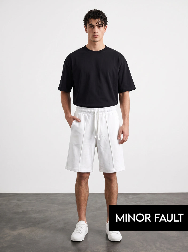 (Minor Fault) White Baggy Front Seam Shorts | Montivo Pakistan
