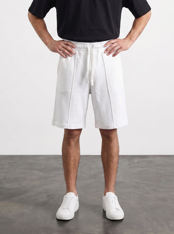 White Baggy Front Seam Shorts | Montivo Pakistan