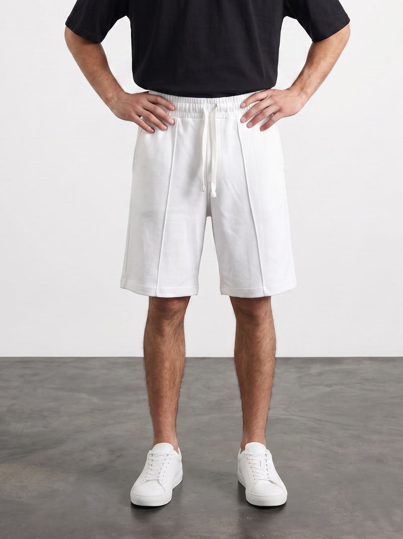 White Baggy Front Seam Shorts | Montivo Pakistan