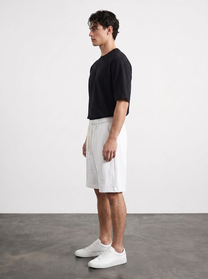 White Baggy Front Seam Shorts | Montivo Pakistan
