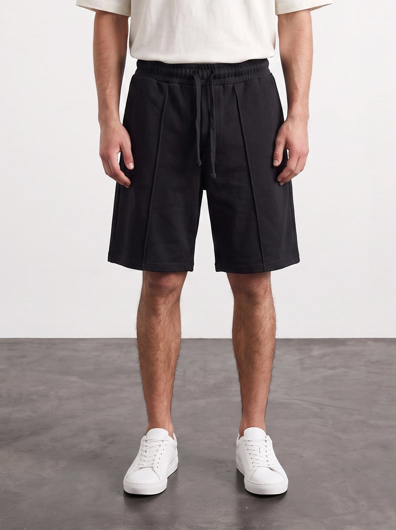 Black Baggy Front Seam Shorts | Montivo Pakistan