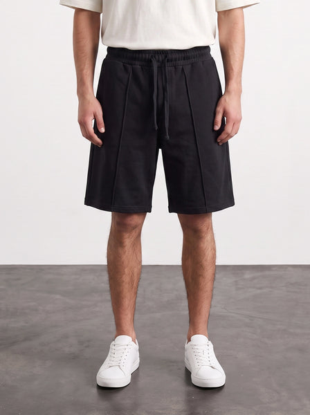 Black Baggy Front Seam Shorts