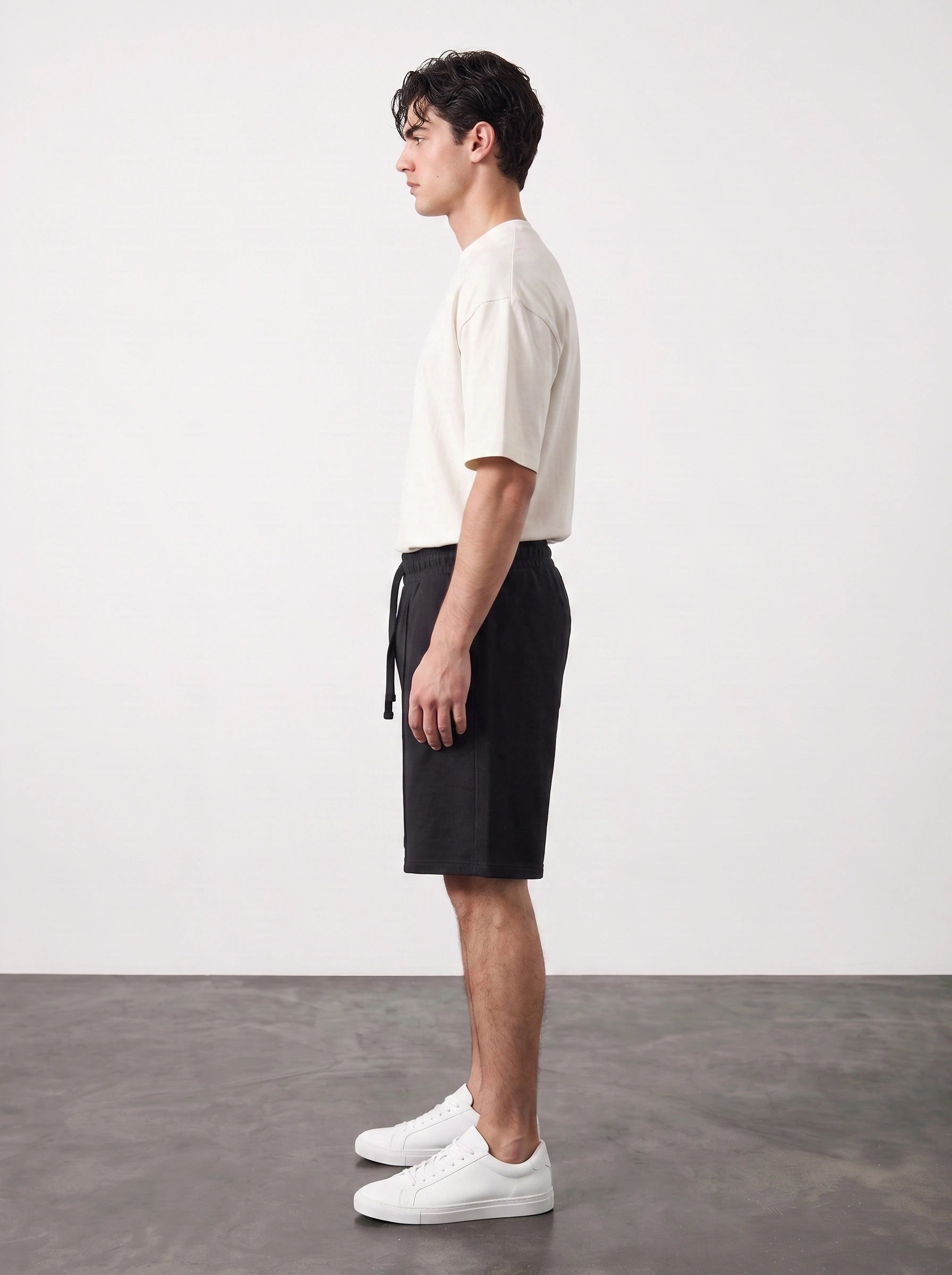 Black Baggy Front Seam Shorts