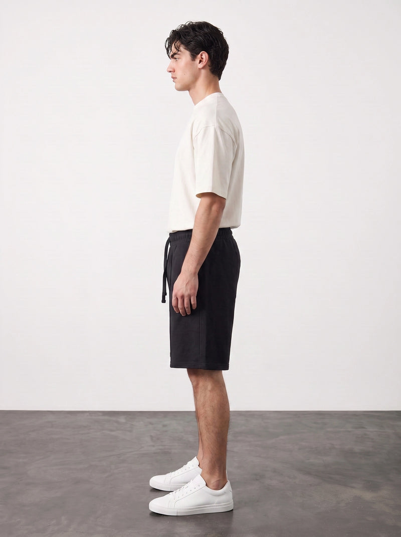 Black Baggy Front Seam Shorts | Montivo Pakistan