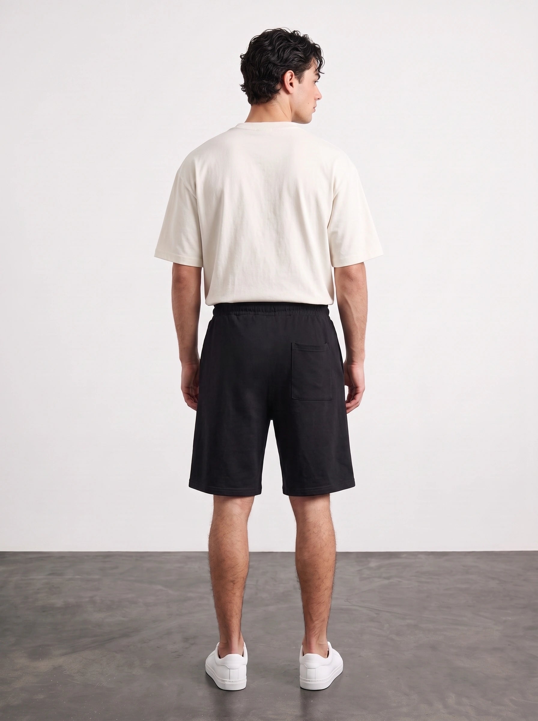 Black Baggy Front Seam Shorts