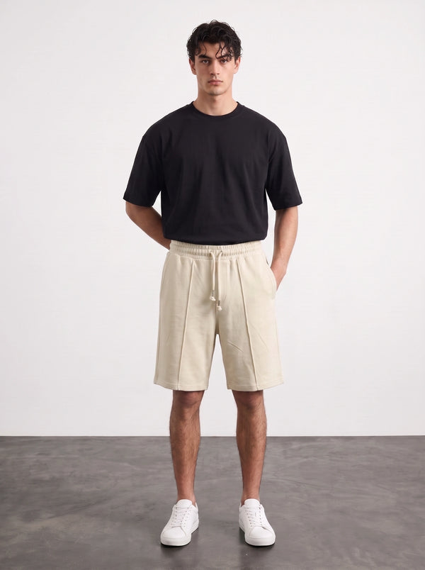 Beige Baggy Front Seam Shorts | Montivo Pakistan