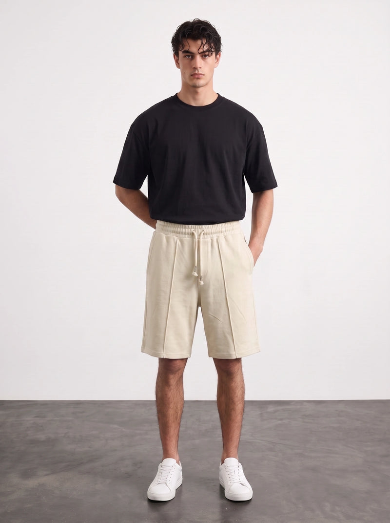 Beige Baggy Front Seam Shorts | Montivo Pakistan