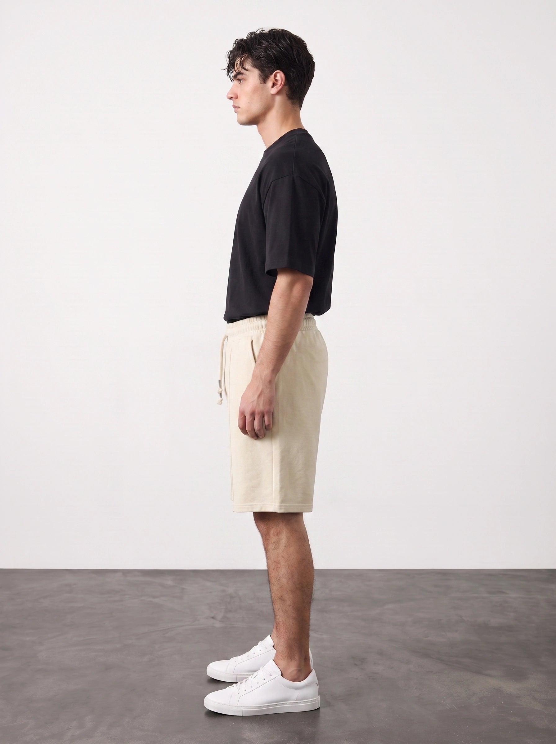 Beige Baggy Front Seam Shorts