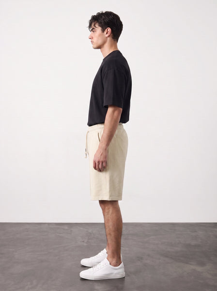 Beige Baggy Front Seam Shorts