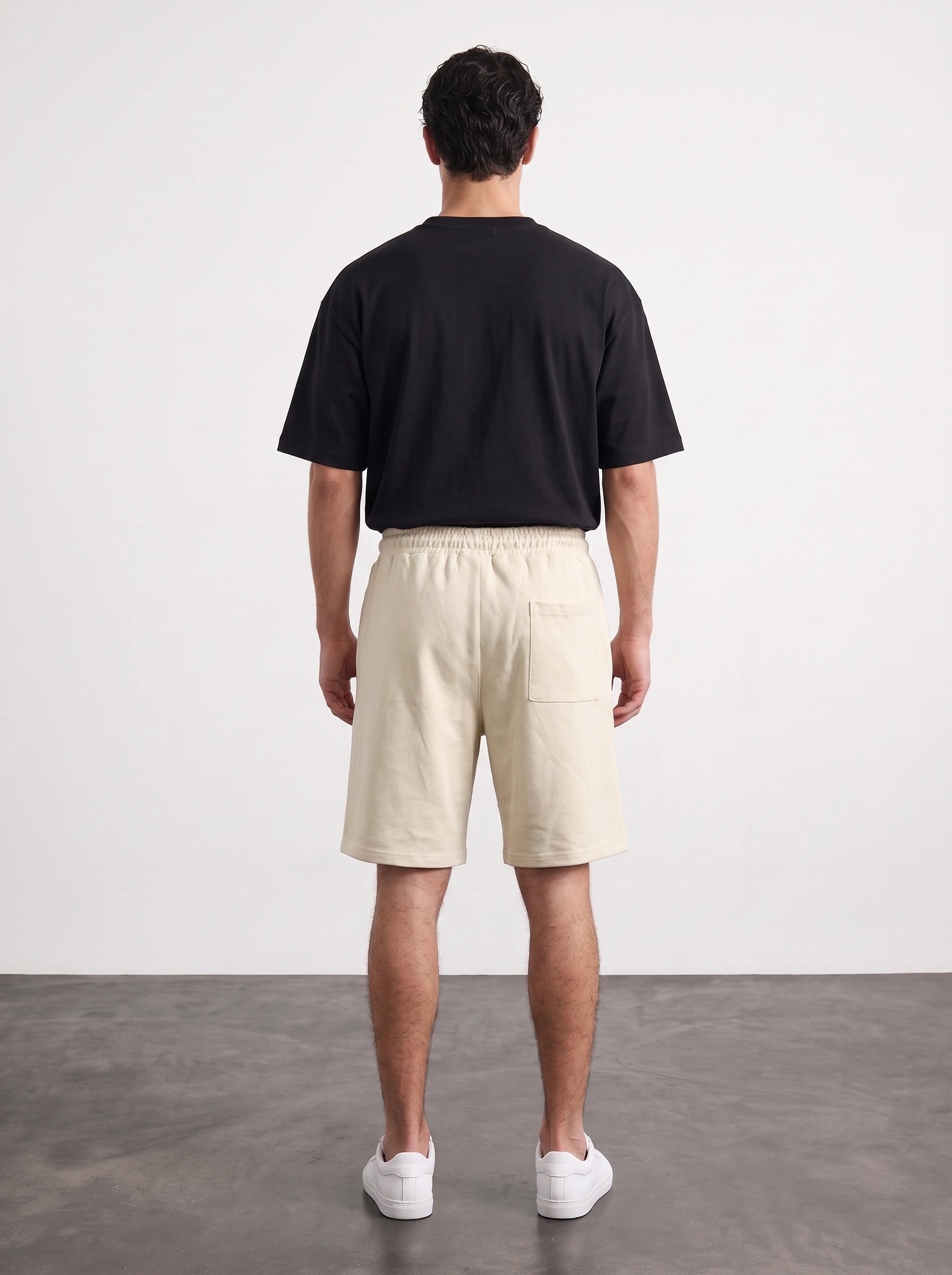 Beige Baggy Front Seam Shorts