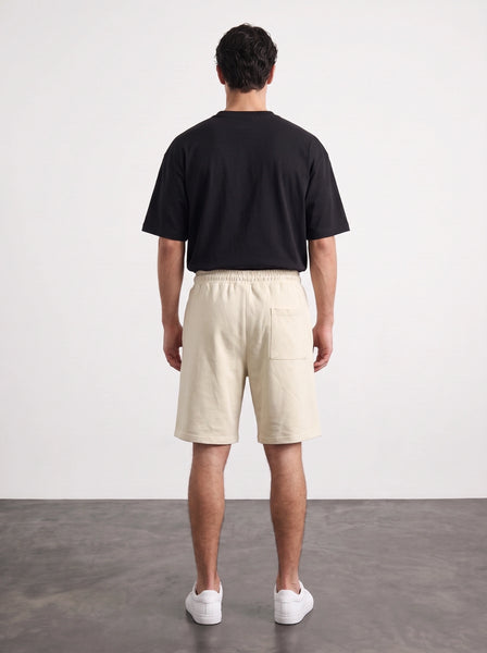 Beige Baggy Front Seam Shorts