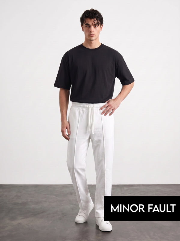 (Minor Fault) White Relaxed Front Seam Trousers | Montivo Pakistan