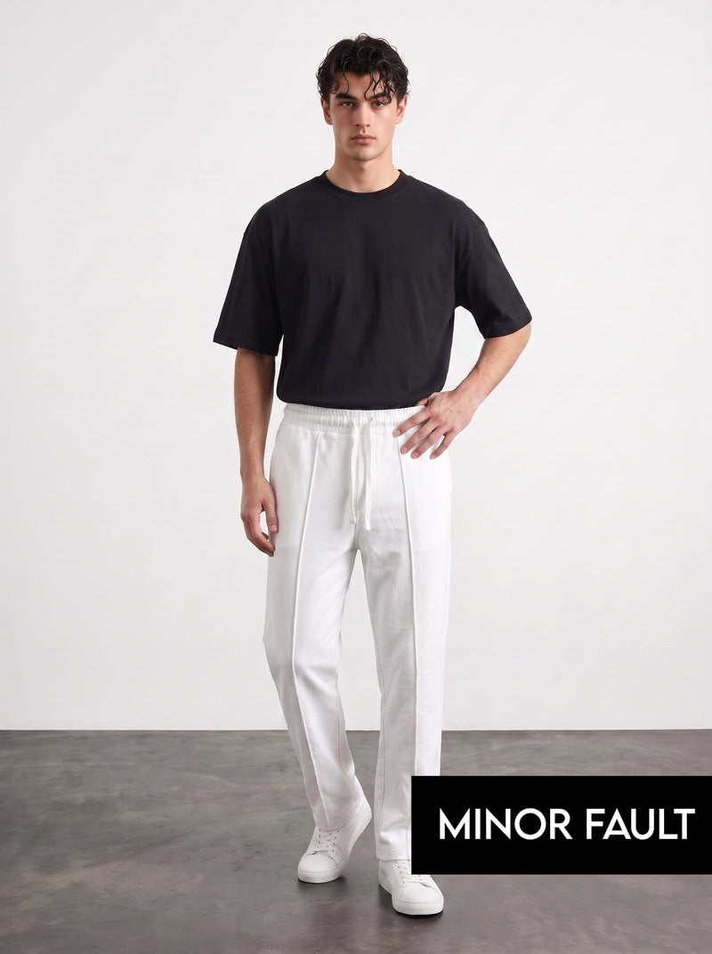 (Minor Fault) White Relaxed Front Seam Trousers | Montivo Pakistan