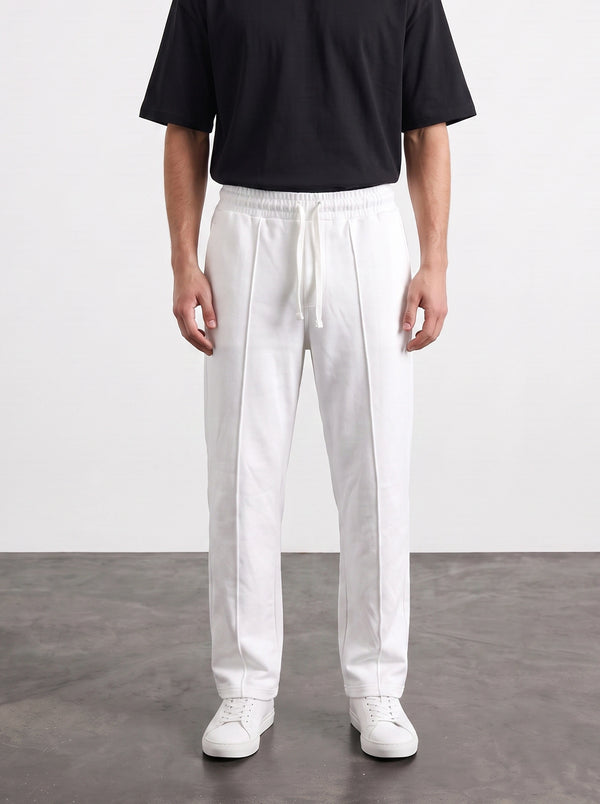 White Relaxed Front Seam Trousers | Montivo Pakistan