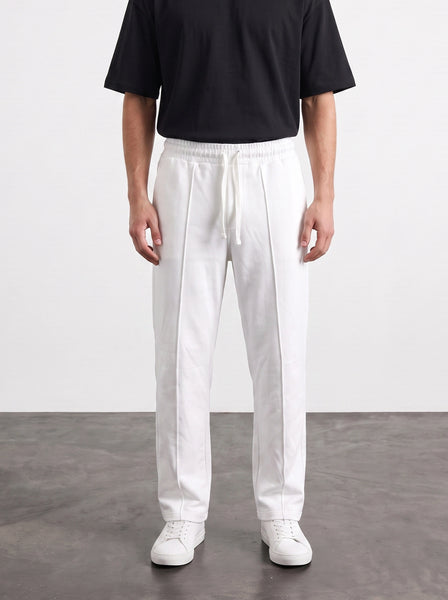 White Relaxed Front Seam Trousers
