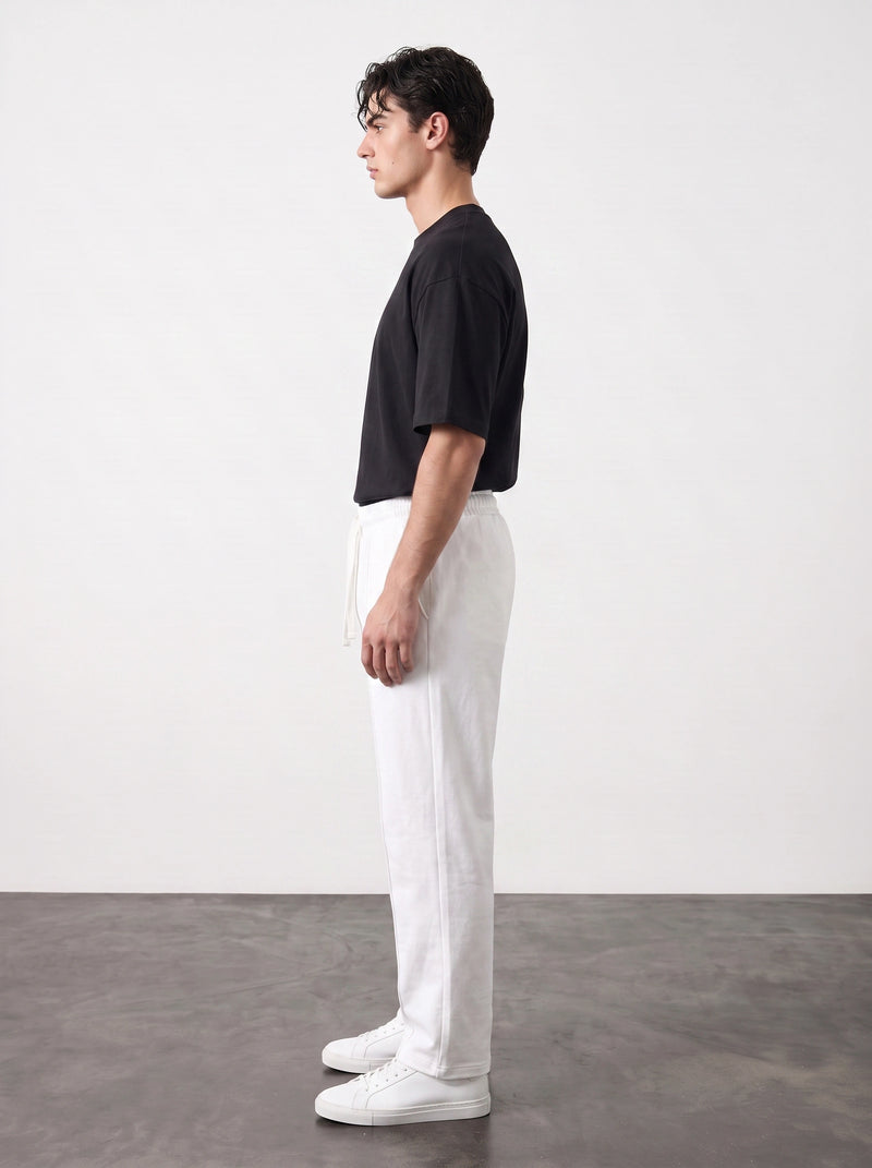 White Relaxed Front Seam Trousers | Montivo Pakistan
